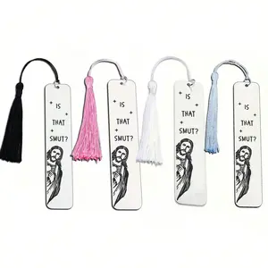 Stainless Steel Bookmark with Multicolor Tassel Design, Laser Engraved Metal Book Marker Gift for Reading Lovers & Literature Enthusiasts, Book Accessories