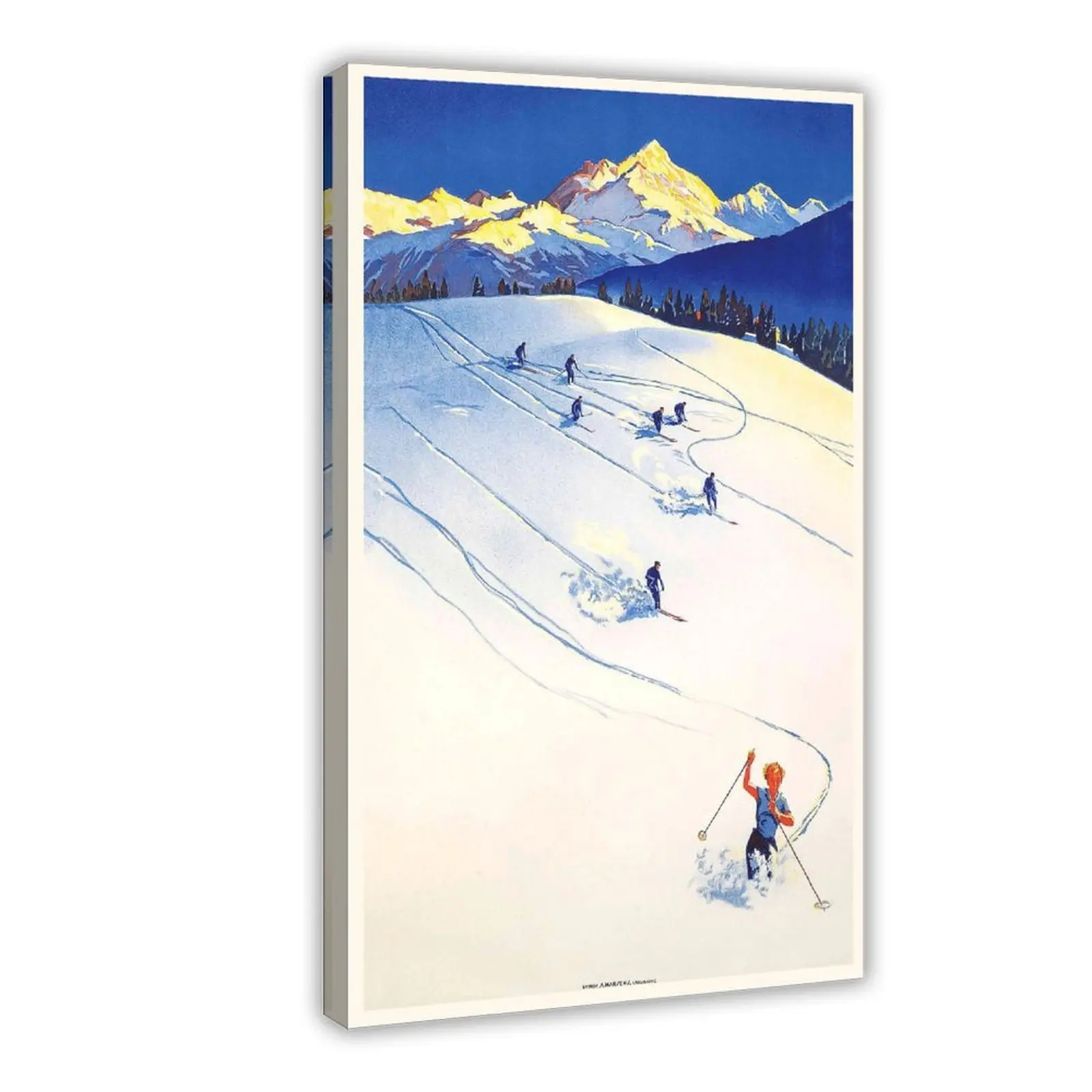 Crans-montana Valais Switzerland Vintage Ski Canvas Poster Wall Art Decoration For Home Bedroom Office Living Dorm Room Decor Boys Girls Gift