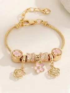 Light luxury and versatile rhinestone drop oil flower bead bracelet, suitable for daily wear, vacation and dating occasions, and is also a surprising and exquisite small gift, Flower Design Bracelet