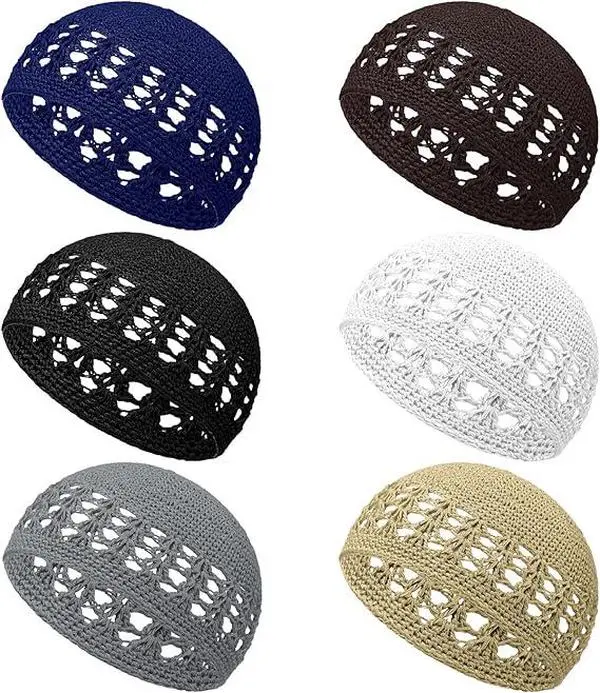 6 PCS knitted hat crochet brimless hat skull hat solid color knitted hat elastic knitted crochet hat suitable for men, women and teenagers