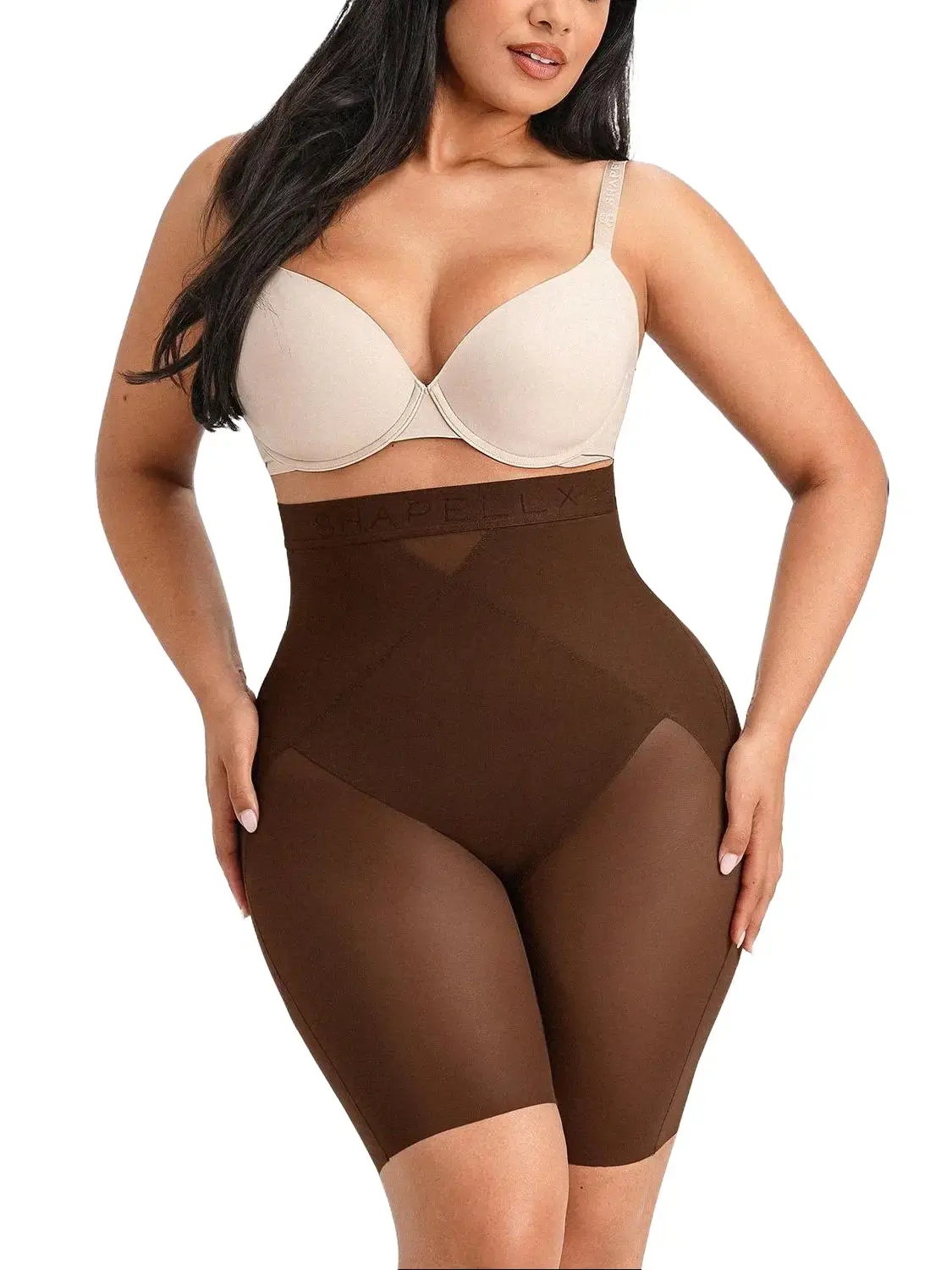 SHAPELLX  BOOT-YEAH MeshSmooth X-Compression Tummy Control Hip-Lifting All-Day Shaping High-Waist Mid Leg Thigh Shaping Breathable Mesh Short