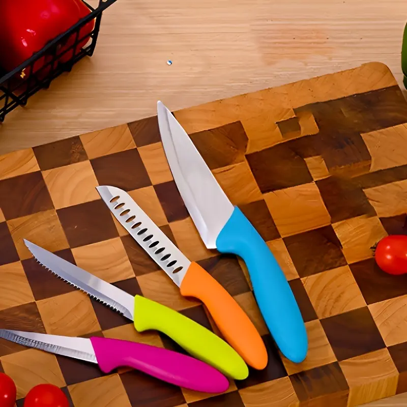 5pcs German Steel Paring Knives Set - Paring Shape Kitchen Knives with Ergonomic PP Plastic Handles, Ultra-Sharp Small Kitchen Tools for Vegetables, Fruits & Small Tasks (Stretch Satin Finish)