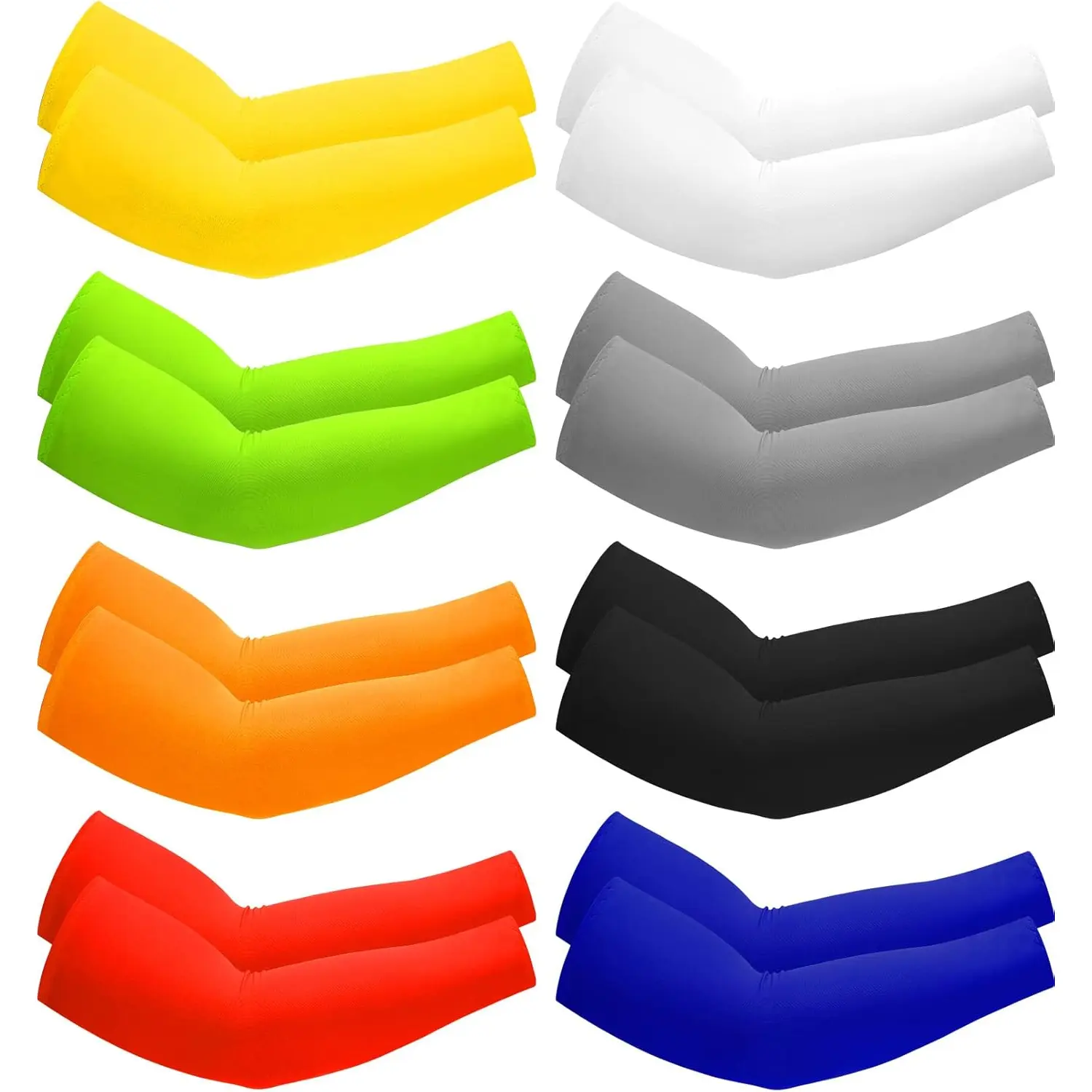 Unisex 8-Pair UV Sun Protection Arm Sleeves, Cooling Compression Breathable Arm Covers for Outdoors, Sporty Sports Sleeves & Support, Moisture-Wicking
