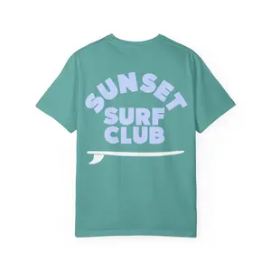 Sunset Surf Club Super Soft Tee with Coastal Graphics 100% Ring-Spun US Cotton Relaxed Fit Garment-Dyed for Long-Lasting Comfort