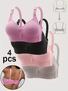Women's Thin Bra Set with Adjustable Straps and Lace Trim, Comfortable Breathable No Underwire Fit Elegant Bras, Various Colors, Essential Everyday Lingerie Underwear, Comfy Bras