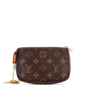 Pre-owned Louis Vuitton Canvas Coated Clutches & Wristlets Pochette Accessoires Monogram Canvas Mini by Rebag