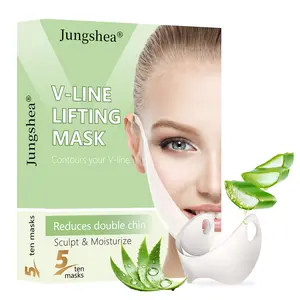 V Shaped Contouring Face Mask Line Shaping Lifting Belt Neck Reduction Jawline Shaper Lift Up Tape Enhancer Face Patch Firming Tightening Skin Chin Collagen Mask Hyaluronic Acid Aloe Vera 10 pcs