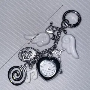 Angel Wing Heart Vintage Pocket Watch Keychain, Cute Music Note Bag Pendant, Backpack Hanging Ornament, Romantic Sweet Decor Accessories for Bags & Keys, Ideal Gift for Friends & Lovers