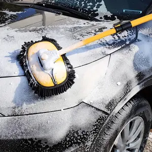 Car Telescopic Wash Mop, Snow Nephroid Three-section Telescopic Cleaning Brush, Flexible Rod Wash Car/Home Mop