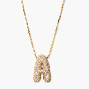 Elle Initial Puffy Pendant in Gold by Brook and York