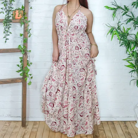 Women's Viscose Lightweight Casual Backless Sleeveless Flowy Butterfly Print Boho Maxi Dress - Breathable, Elegant Fairy Sundress for Festival Fashion