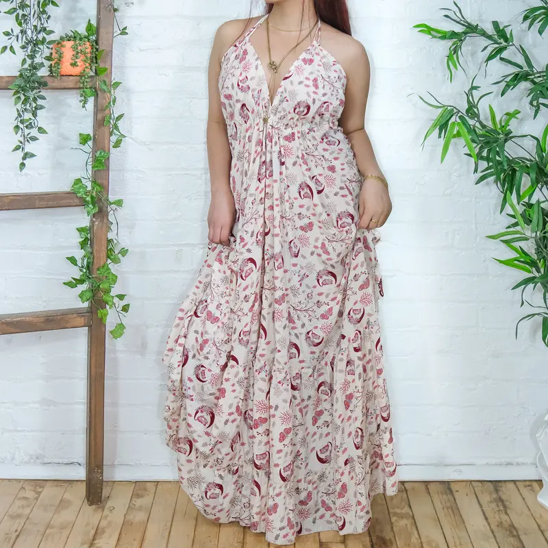Women's Viscose Lightweight Casual Backless Sleeveless Flowy Butterfly Print Boho Maxi Dress - Breathable, Elegant Fairy Sundress for Festival Fashion