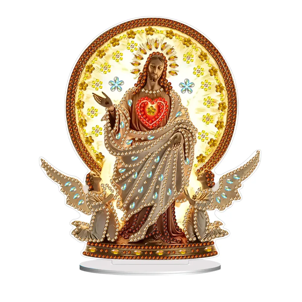 5D DIY Diamond Painting Kit, Acrylic Special-Shaped Jesus 1*Dot Diamond Ornament, 200.00x195.00x10.00mm DIY Decoration for Adults, Classroom Tabletop Decor
