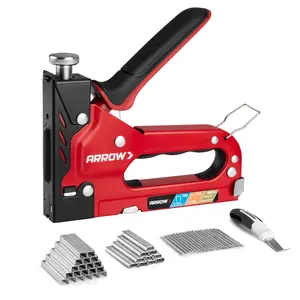 Arrow Heavy Duty Staple Gun, 3-in-1 Upholstery Staple Gun with 3000 Staples, Manual Brad Nailer with Remover, Power Adjustment Stapler Gun for Wood, Wire, Decoration, Fixing Material, Crafts, DIY