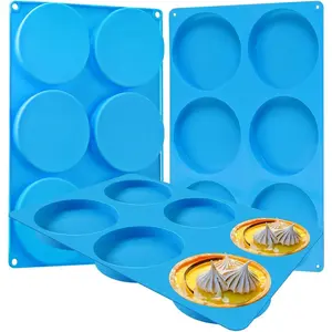 Round Silicone Mold for Baking, 4inch Large Breakfast Sandwiches Mold Silicone for Whoopie Pie, Non-Stick Hamburger Buns Molds for Egg Pan (2, ROUND)