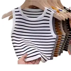 Women's Top Wear - Striped Design for Casual Style Sleeveless Womenswear