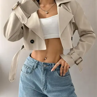 Gina Tricot Women's Tailored Jean Jacket Fitted Blazer Gina