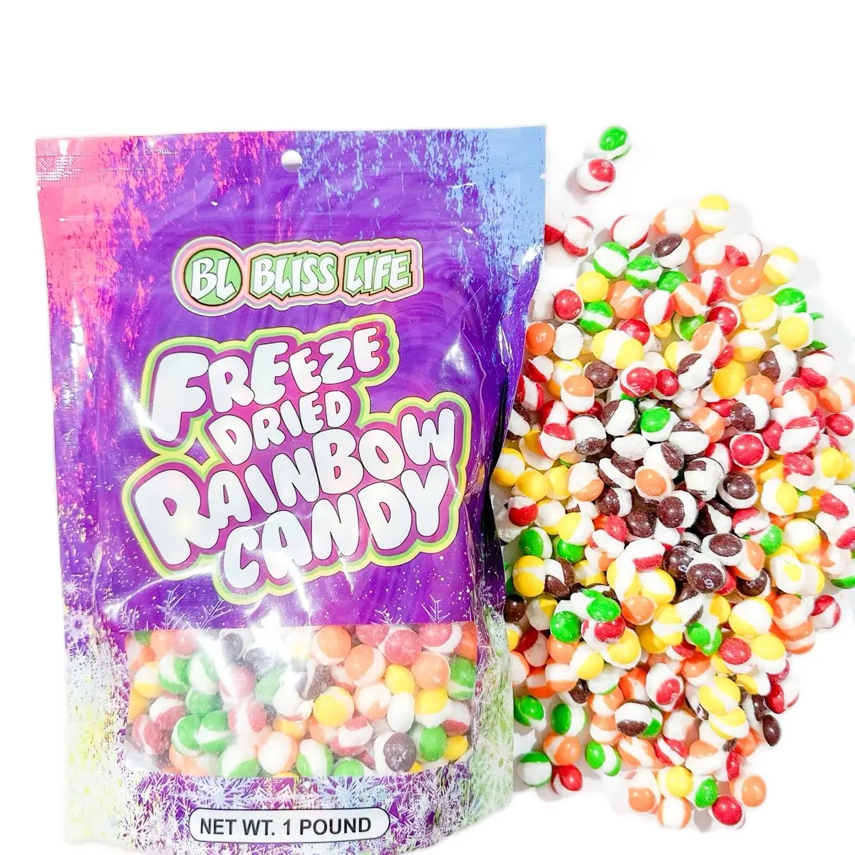 1LB Bliss Life Freeze Dried Colorful Candy Crunchy Candies Snack Flavor Rainbow