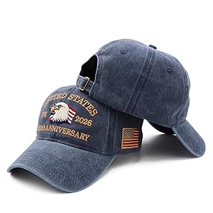 250 Anniversary USA Hat - 250th Anniversary Merchandise Patriotic Eagles Hat Embroidered US with Flag Baseball Cap