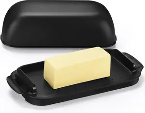 Butter Dish with Lid, Butter Container Holds for Countertop, Unbreakable Butter Keeper for Home Kitchen Decor, Perfect for East/West Coast Butter, BPA-free, Microwave/Dishwasher Safe (Black)