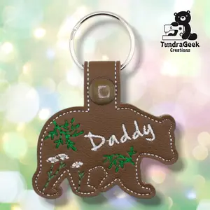 Daddy Bear Keychain | Embroidered Faux Leather | Bear Community Gift | Dad Gift | Handmade Keychain | Alaskan Made