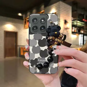 Anti-knock soft case Phone Case For MOTO Edge 5G 2025 Simplicity protective case Skin-friendly feel Back Cover Bear bracelet Dirt-resistant Black pearl pendant Cartoon silicone