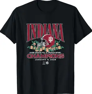 Newest Arrivals Indiana Football CFP Peach Bowl Champions T-Shirt - Victory Tee Size S-3XL Unisex 8NM