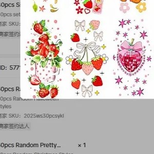 12pcs Strawberry Series Keychain Stickers + 12pcs Random Color Room Card Keychains