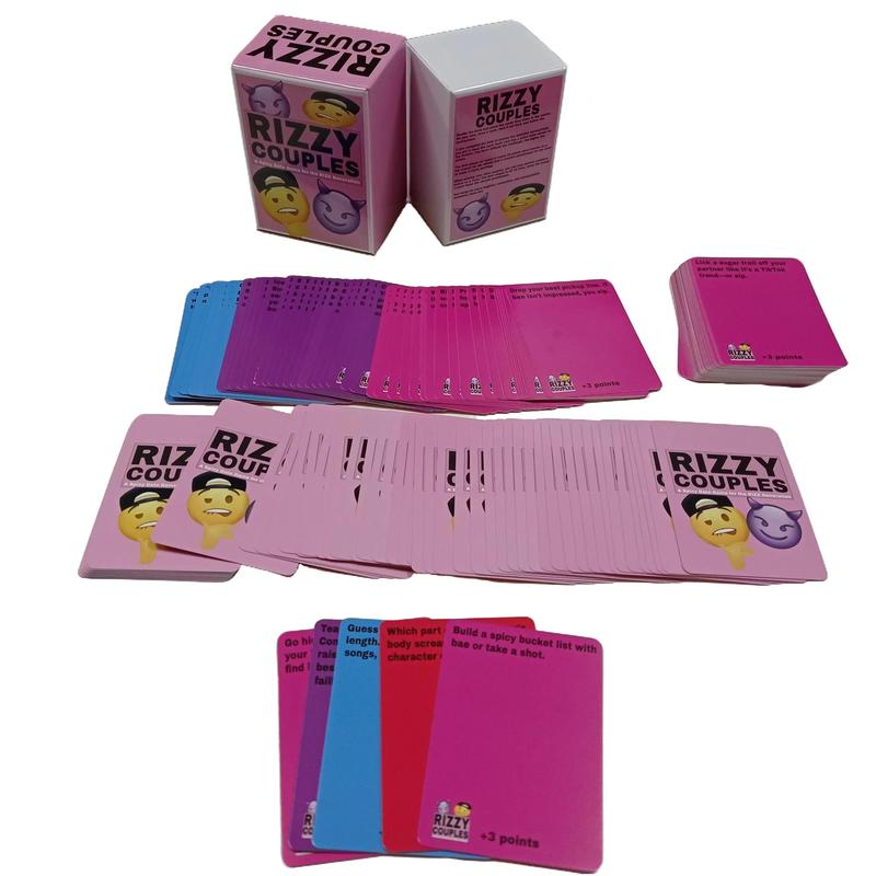 RIZZY COUPLES Spicy Date Game for the Rizz Generation - 150 Cards with Challenges, Dares & Creative Rewards for Couples or Groups - Adult Card Game