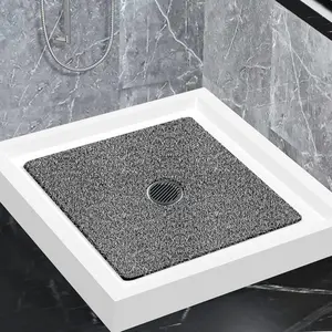 Shower Mat Non Slip,Soft Bath Mat with Drain,Quick Drying PVC Loofah Bathtub Mat for Bathroom,Without Suction Cups,24 x 24 Inch (Mix Color)