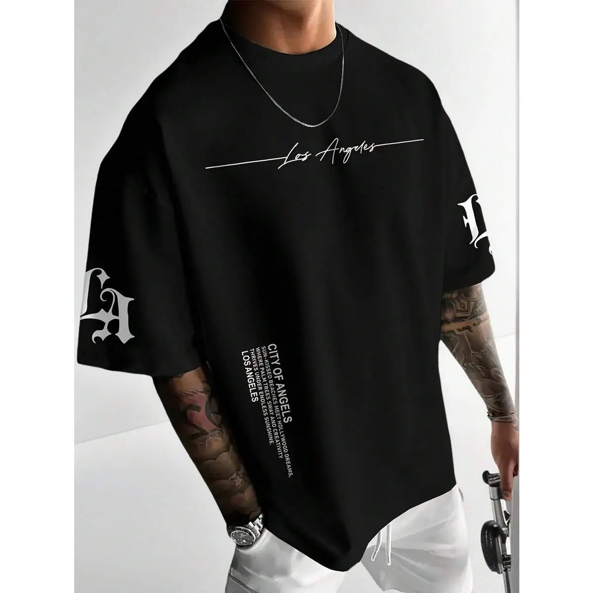 Men's Casual Versatile Simple Graphic Print Short Sleeve T-Shirt in Black with Geometric & Letter Pattern for Spring Summer mens  clorhing short sleeve t-shirt trendy top gym  shirt  finds  tiktok  shop  creator  picks soft touch fabric summer _ collectio