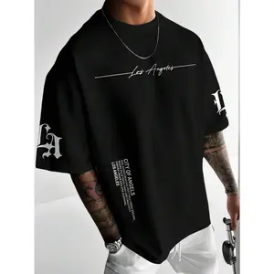Men's Casual Versatile Simple Graphic Print Short Sleeve T-Shirt in Black with Geometric & Letter Pattern for Spring Summer mens  clorhing short sleeve t-shirt trendy top gym  shirt  finds  tiktok  shop  creator  picks soft touch fabric summer _ collectio