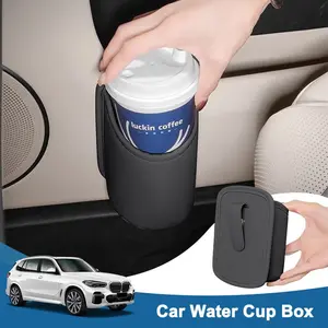 Car Door Cup Holder & Phone Stand, PU Leather Drink Cup Holder, Storage Box, Rear Seat Cup Holder, Easy Install Car Interior Organizer