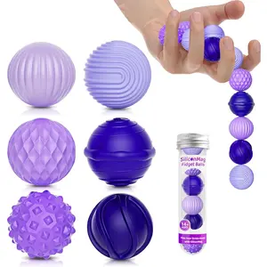Silicone Magnetic Balls, Fidget Toys, 6-Pack Stress Relief Toys for Adults, Teens, Sensory Toy for Fingers Hands, Quiet Office Desk Toys with Textures, Magnet Fidget Fun Gift (Purple)ICQN
