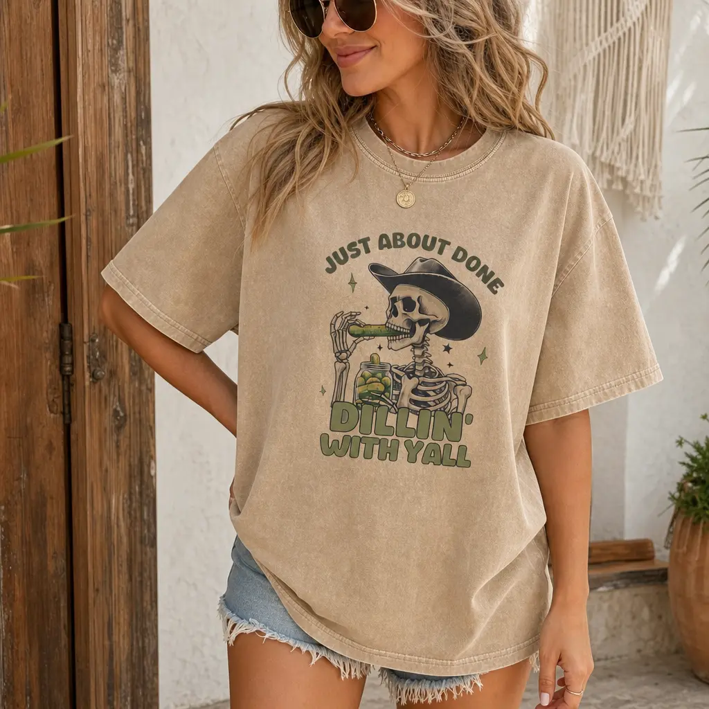 Skeleton Frog Social Battery Graphic Tee for Women, Washed Cotton Oversized Humor Shirt S-5XL