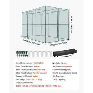 Summervibes VEVOR Crop Cage, 9.5x 6.36x 6.36 ft Plant Protection Tent with Zippered Door, Wind-Resistant Tall Crop Cage, Easy to Install, Outdoor Raised Bed Cover, Tomato Plant Netting for Garden Patio Lawn