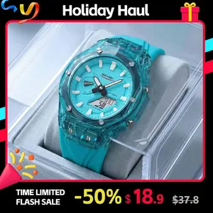 SKMEI transparent case sports watch color accessories dual display waterproof 50M casual watch set, with LED lights and alarm clock and stopwatch timing, world time electronic watch for couples