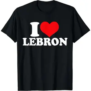 Casual Cotton Short Sleeve TShirt with White Letter Print I Love Lebron for Men and Women