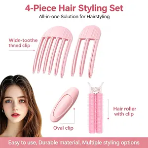 4Pcs hair styling tool 3-tooth and 6-tooth styling hair curling comb, fluffy bangs no heat curler Heatless, natural curling tool, fluffy roots cover seams
