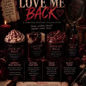 Love Me Back Collection Bundle | Whipped Body Butter, Artisan Soap Bar, Sugar Scrub & Bloody Body Syrup Limited Edition, Scent, Vanilla