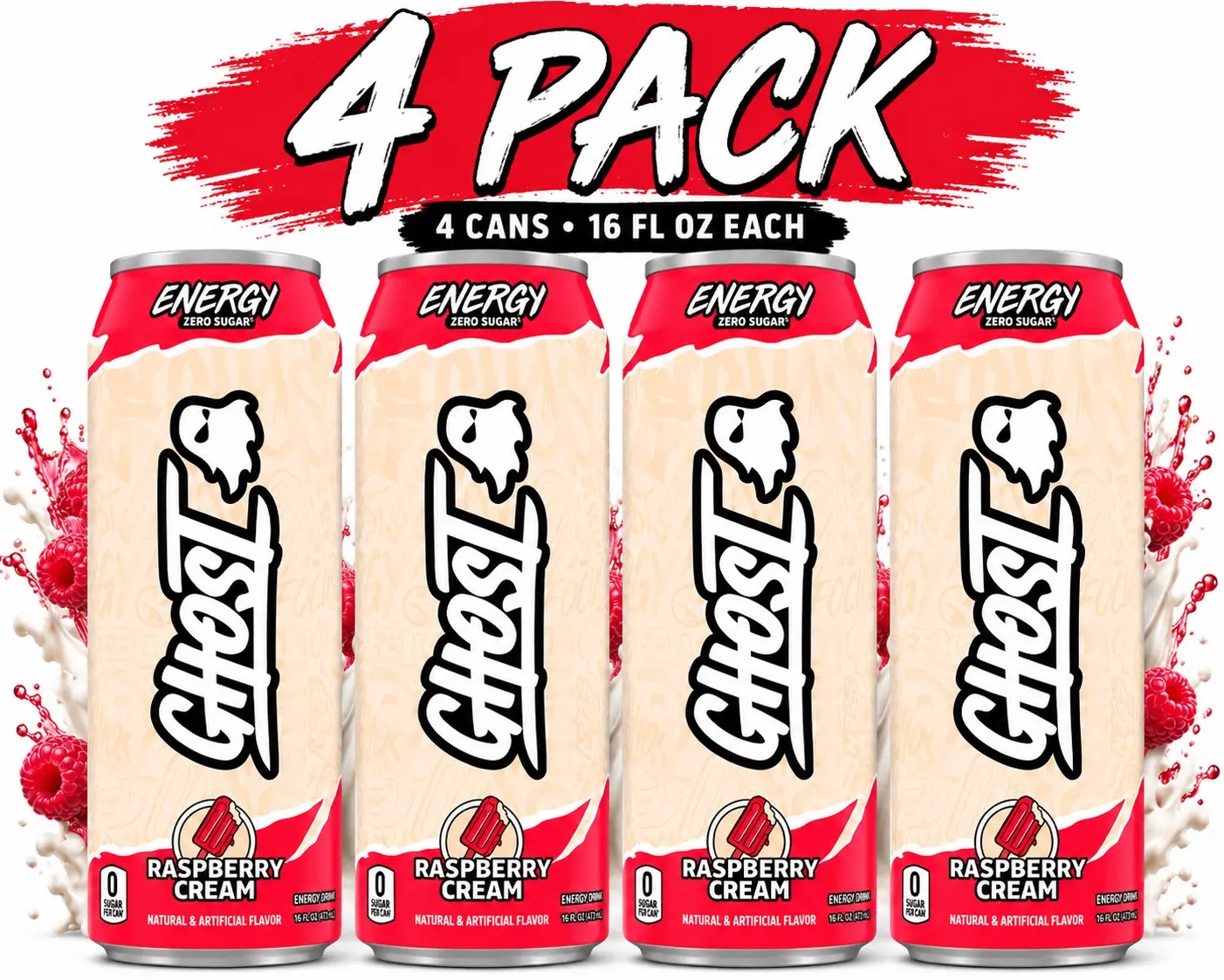 GHOST Energy Drink Beverage, 4-Pack, 0 Sugar, 16 fl oz Caffeinated Sports Energy Drink