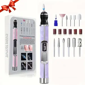 Electric Nail File Drill Kit Set, Nail Files And Buffers With Digital Display, Includes 18 Grinding Heads, Nails Products And Equipment Suitable For Foot Care Polishing And Removal, Women'S Gift, Pedicure Kit, Pedicure Rechargeable Kits