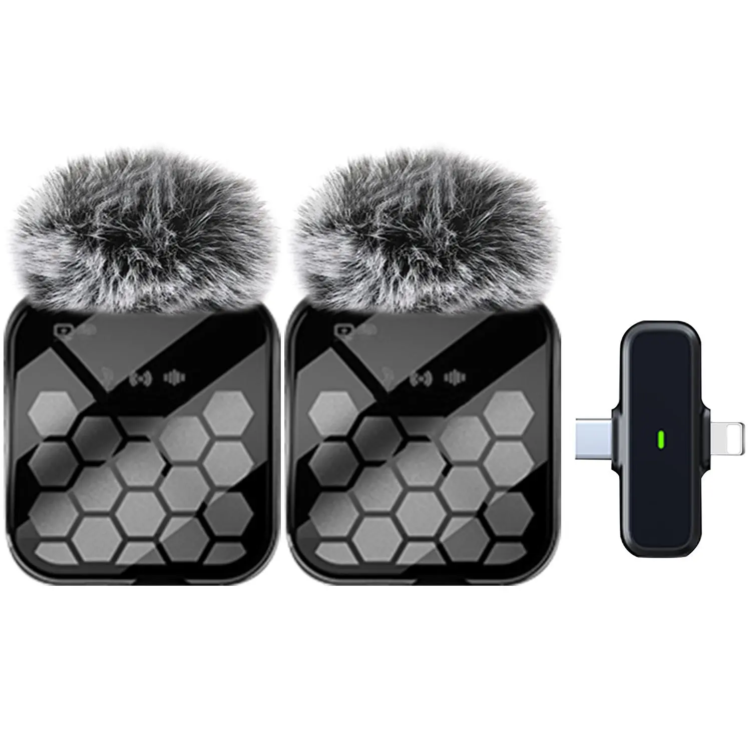 Wireless Lavalier Microphone, 1 Set USB Rechargeable Clip-on Microphone, Professional Microphone for Streaming & Video Conferencing, Black