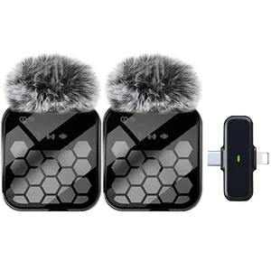 Wireless Lavalier Microphone, 1 Set USB Rechargeable Clip-on Microphone, Professional Microphone for Streaming & Video Conferencing, Black