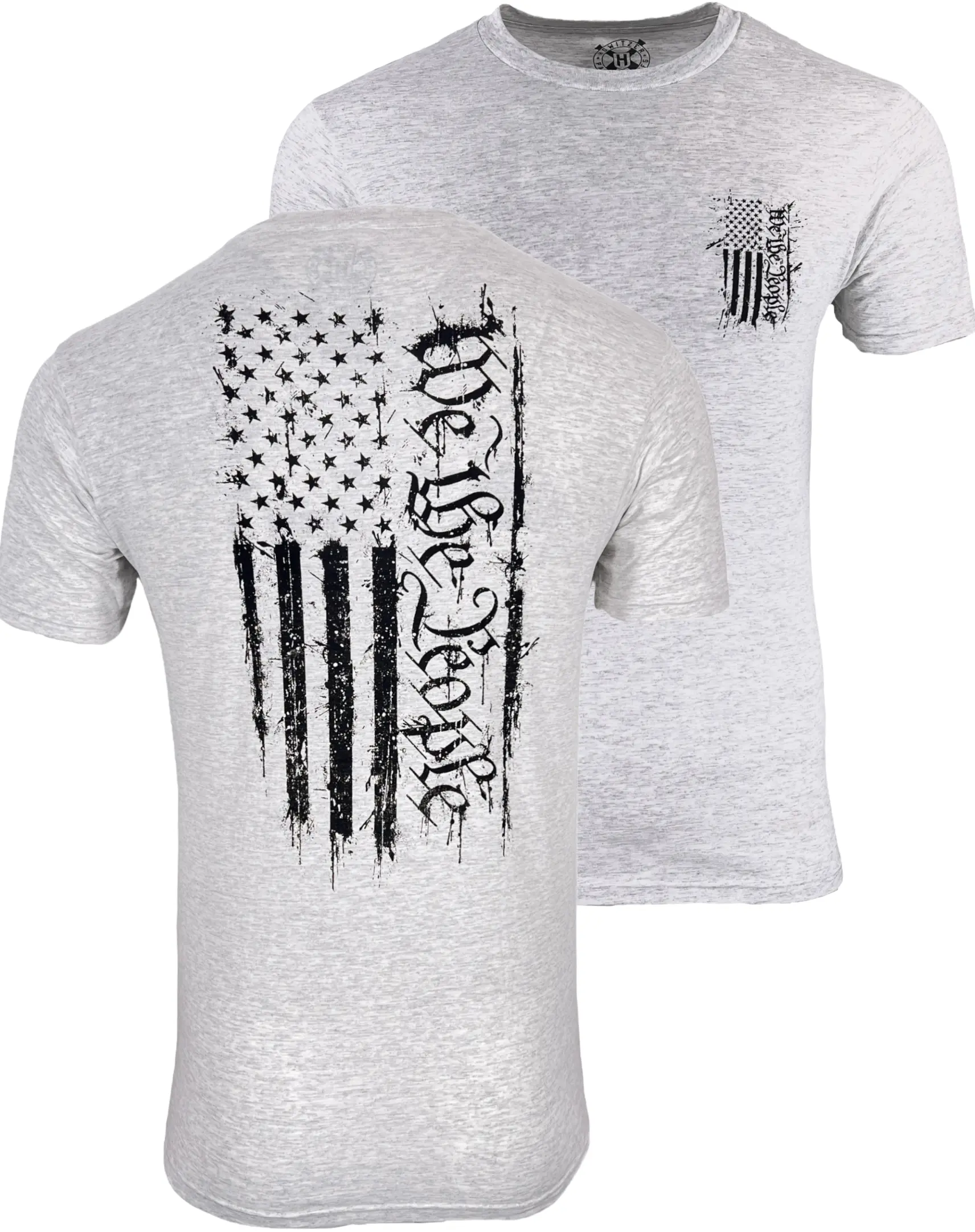 Howitzer Men's Cotton Blend T-Shirt - Menswear, Casual Short-Sleeve Crew Neck, Hand-Drawn Original Patriotic Flag Graphic, All Seasons, Charity Support for American Heroes, Soft Cotton, Hand Drawn Art, Machine Washable, Pull On