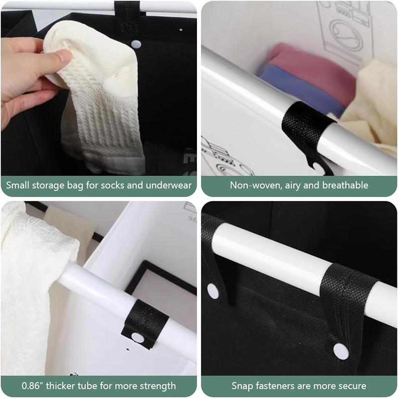 2-3 Layer Laundry Basket with Detachable Fabric Box, Independent Hanging Sorter, Foldable Laundry Organizer for Bedroom, Bathroom, Dormitory