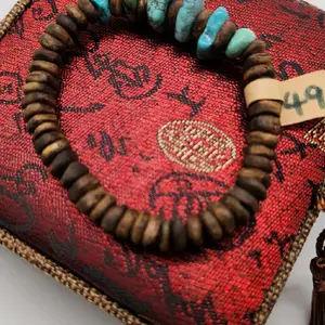 agarwood and turquoise bracelet