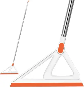 54'' Multifunction Magic Broom | Rubber Squeegee Broom for Floor, Glass & Bathroom Cleaning | Silicone Sweeper (Orange & White)