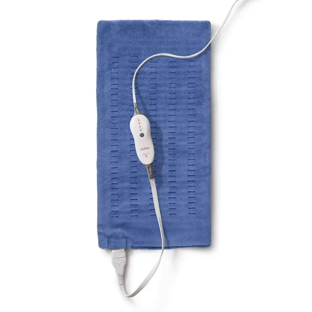 Sunbeam Carbon Heat King Size Fleece Blend Heating Pad - Single Unit Household Textile for Neck, Shoulder Pain Relief & Comfort, Soft Covers