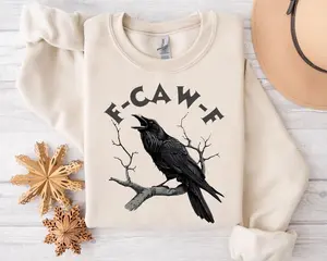 F-Caw-F Sweatshirt, Funny Gothic Raven Graphic, Dark Bird Humor Vintage Style Shirt